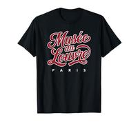 Musée du Louvre Paris Script Rouge Imprimé Blanc T-Shirt