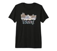 Musée du Louvre Pyramide Aquarelle Extérieur Paris France T-Shirt Haut de Gamme