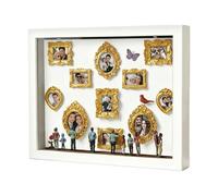 Musée miniature Silhouette Box Kit d'affichage de souvenirs DIY avec lumière LED, 10 mini cadres photo et 8 figurines, cadre en bois pour parapluies pour couples, famille et amis