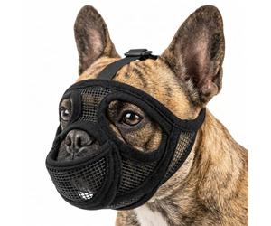 Muselière bouledogue français, muselière en nylon pour chien, museau court, ouverture de langue, grandes ouvertures pour les yeux, respirante, réglable, protection contre les poisons, anti-morsure