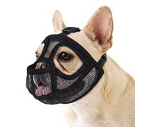 Muselière Bouledogue Français - muselière museau Court avec Design allongé, Permet de haleter & Sortir la Langue, Respirante pour Un Confort et Une sécurité optimale, Noire M