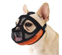 Muselière Bouledogue Français - muselière museau Court avec Design allongé, Permet de haleter & Sortir la Langue, Respirante pour Un Confort et Une sécurité optimale, Orange S