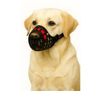 Muselière Chien - Museliere pour Chiens - Taille L: Nuque 38-52cm, Nez 5,5x7cm - idéal pour Les promenades - Flamingo Muselière Chien Silas Noir