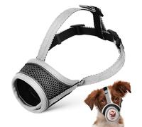 Muselière Chien Réglable Taille L Anti-aboiement, Maille Argenté | Polyester Renforcé, Boucle Rapide et Couture Solide, pour Visites Vétérinaires et Transport Public