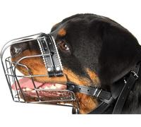Muselière en métal pour Chien Rottweiler #2 avec Sangles réglables en Cuir - Circonférence : 25,9 à 36,8 cm - Longueur : 2,7 x 3,5 cm