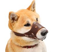 Muselière Panier pour Chien, Muselière réglable en Cuir for Chien, permettant de haleter et de Boire, Taille XS-XL, Noir/Marron(Brown,S)