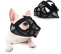 Muselière pour Chien à Museau Court en Maille Muselière Bouledogue Français/Anglais Réglable Muselière Buccale Chien Respirant Masque Museau de Chien pour Mordre, Mâcher, Aboyer, Entraîner,Noir,XS