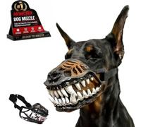 Muselière pour Chien avec de Grandes Dents Effrayantes - Masque de Zombie d'halloween pour Chien, Costume Amusant, Muselière de Loup-Garou Réglable，Jaune：L