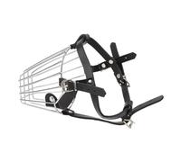 Muselière pour Chien en Acier Inoxydable, muselière en métal Respirant pour Chiens, muselière réglable avec Sangle en Cuir avec Boucles sécurisées pour Chiens de Taille Moyenne et