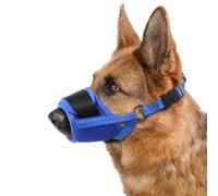 Muselière pour chien, en maille aérée respirante pour chiens de taille moyenne et grande pour éviter les morsures et les aboiements, muselière souple, avec sangle réfléchissante et réglable (bleu,