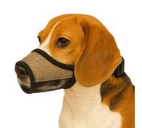 Muselière pour Chiens - Nobit Beige S - 14×9,5 cm - Tour de museau 42-58 cm - Nylon Ajustable avec Mesh Respirant - Fermeture à Clip - Flamingo