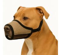 Muselière pour Chiens - Nobit Beige XL - 25×15 cm - Tour de museau 59-80 cm - Nylon Ajustable avec Maille Respirante - Fermeture à Clip - Flamingo