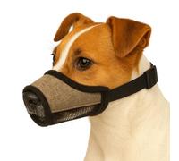 Muselière pour Chiens - Nobit Beige XS - 11×8 cm - Tour de museau 36-45 cm - Nylon réglable avec Ventilation Mesh - Fermeture à Clip - Flamingo