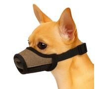 Muselière pour Chiens - Nobit Beige XXS - 10×6 cm - Tour de museau 22-28 cm - Nylon Ajustable avec Mesh Respirant - Fermeture à Clip - Flamingo