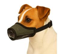 Muselière pour Chiens - Nobit Kaki XS - 11×8 cm - Tour de museau 36-45 cm - Nylon Ajustable avec Maille Respirante - Fermeture à Clip - Flamingo