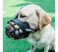 Muselière pour chiens pesant de 18 à 25 kg, résistante aux morsures, respirante et réglable, avec bandes réfléchissantes, anti-aboiement, anti-pollution, n'accroche pas les poils