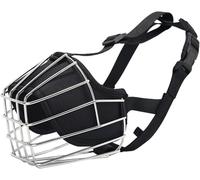 Muselière réglable en acier inoxydable pour chiens de grande et très grande taille avec sangles en cuir respirant, dressage, empêche les morsures (M)