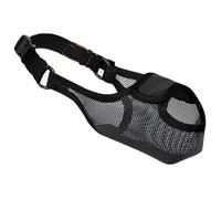 Muselière réglable noire pour grands chiens, maille polyester, museau taille 22-28 cm, sangle de sécurité incluse