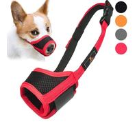Muselières pour Chiens, Doux et Respirant Matériau Nylon Muselière Réglable Confortable Anti-Morsure Anti Aboiement Masque de Chien pour Chiots/Petits/Moyen Chiens (S, Rouge)