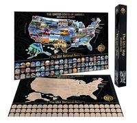 Musemory Carte des États-Unis à gratter, Poster à gratter de tous les 63 parcs nationaux des États-Unis, Carte de voyage à gratter, Carte des États-Unis pour le suivi des voyages