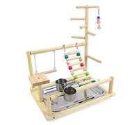museourstyty Aire de jeu pour perroquet - Support de sécurité - Protection de l'environnement - Exercice - Centre d'activité - Cadeau pour oiseau - Support pour perroquets - Bois