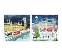 Museums & Galleries Lot de 12 cartes de Noël caritatives - Motifs assortis - 5 x 15 cm - Motif Londres dans la neige - Cartes de Noël festives - Au profit de la British Heart Foundation