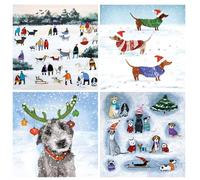 Museums & Galleries Lot de 20 cartes de Noël caritatives - Motifs assortis - 10,2 x 15,7 cm - Motif chiens dans la neige - Cartes de Noël festives - En aide au soutien du cancer de Macmillan
