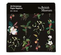 Museums & Galleries Lot de 20 serviettes en papier de Noël - Fleurs et feuillage d'hiver festifs - Design artistique du British Museum - Serviettes jetables pour fêtes et repas - 33 x 33 cm