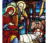 Museums & Galleries Lot de 8 cartes de Noël caritatives - Crèche de la Nativité vitrail - Cartes de Noël religieuses - Au profit de la British Heart Foundation