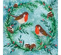 Museums & Galleries Lot de 8 cartes de Noël caritatives - Motif rouge-gorge et couronne d'hiver - Cartes de Noël festives - Au profit de la British Heart Foundation