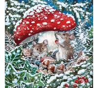 Museums & Galleries Lot de 8 cartes de Noël caritatives - Motif souris et champignon Lucy Grossmith - Cartes de Noël festives - Au profit de la British Heart Foundation