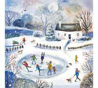 Museums & Galleries Lot de 8 cartes de Noël caritatives - Scène de patinage sur l'étang - Cartes de Noël festives - Au profit de la British Heart Foundation