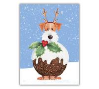Museums & Galleries Lot de 8 cartes de Noël - Motif chien pudding - Lot de 8 cartes de Noël festives