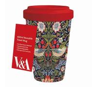 Museums & Galleries Mug de voyage réutilisable 400 ml - Motif William Morris Strawberry Thief - Idée cadeau durable