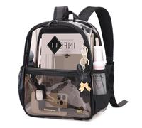 MUSEVOS Sac à dos transparent pour événements de stade approuvé 30,5 x 15,2 x 30,5 cm, mini sac transparent en TPU épais avec poche avant pour concert et sport, noir, Small