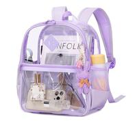 MUSEVOS Sac à dos transparent pour événements de stade approuvé 30,5 x 15,2 x 30,5 cm, mini sac transparent en TPU épais avec poche avant pour concert et sport, violet, Small
