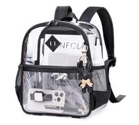 MUSEVOS Sac à dos transparent pour événements de stade approuvé 30,5 x 15,2 x 30,5 cm, mini sac transparent en TPU épais avec poche avant pour concert et sport, Noir transparent, Small, Moderne