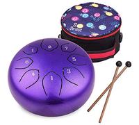 Musfunny Tambour à langue en acier pour enfants : instrument de percussion à main de 15,2 cm, 8 notes, avec sac de transport et livre de musique - Tambour musical pour l'éducation musicale, concert,