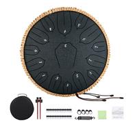 Musfunny Tambour à langue en acier à 15 notes - 30,5 cm de diamètre - D majeur - Tambour en acier avec baguettes, sac, protège-doigts - Handpan pour adultes - Instruments de musique pour l'éducation