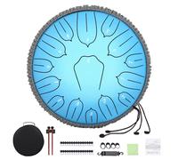 Musfunny Tambour à langue en acier à 15 notes: 30,5 cm Tambour en acier D majeur avec sac de transport, bague pour les doigts, baguettes - Handpan pour adultes, instruments de musique de percussion