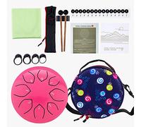 Musfunny Tambour à langue en acier pour enfants : 15,2 cm de diamètre, 8 notes, tambours en acier C majeur avec baguettes, sac, protège-doigts - Handpan pour l’éducation musicale, méditation