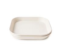 Mushie - Assiette carrée Ivory - Sans BPA, réutilisable, lave-vaisselle & micro-ondes - Lot de 2