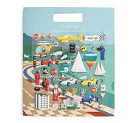 Mushie Autocollants enfants | Ensemble de livres d’autocollants réutilisables (Voitures de Course) | Autocollant en mousse amovibles | Activité artistique et artisanale pour les enfants