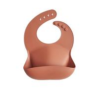 mushie Bavoir Bébé en Silicone | Bavoirs Imperméables Réglables | Bavoirs Faciles à Essuyer | 4 Tailles Réglables Avec Poches Avant Profondes | 100% Sans BPA et Phtalate | Clay