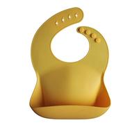 mushie Bavoir Bébé en Silicone | Bavoirs Imperméables Réglables | Bavoirs Faciles à Essuyer | 4 Tailles Réglables Avec Poches Avant Profondes | 100% Sans BPA et Phtalate | Mineral Yellow