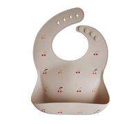 mushie Bavoir Bébé en Silicone | Bavoirs Imperméables Réglables | Bavoirs Faciles à Essuyer | 4 Tailles Réglables Avec Poches Avant Profondes | 100% Sans BPA et Phtalate | Cherries
