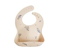mushie Bavoir Bébé en Silicone | Bavoirs Imperméables Réglables | Bavoirs Faciles à Essuyer | 4 Tailles Réglables Avec Poches Avant Profondes | 100% Sans BPA et Phtalate | Lilac Flowers