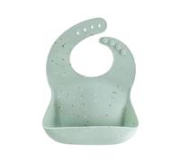 mushie Bavoir Bébé en Silicone | Bavoirs Imperméables Réglables | Bavoirs Faciles à Essuyer | 4 Tailles Réglables Avec Poches Avant Profondes | 100% Sans BPA et Phtalate | Cambridge Blue Confetti