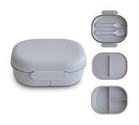 Mushie Boîte à repas Lunchbox enfant maped picnik | Séparateur et compartiments avec couvercles verrouillables | Avec fourchette et cuillère à couverts (Cloud)