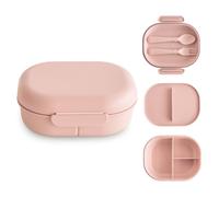 mushie Boîte à repas Lunchbox enfant maped picnik | Séparateur et compartiments avec couvercles verrouillables | Avec fourchette et cuillère à couverts (Blush)